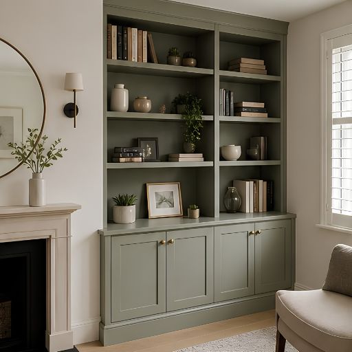 Alcove shelving and fitted base cabinets