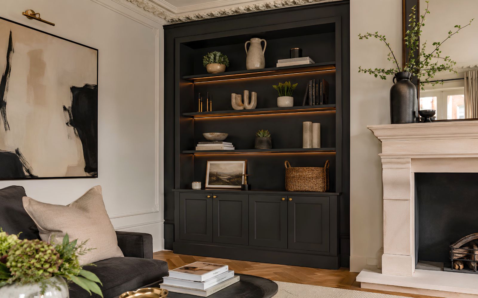 Bespoke alcove storage and shelving